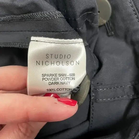 Studio Nicholson Sparke Pants Womens 0 / US 4 Blue Wide Leg Ankle Pleated - Picture 7 of 11